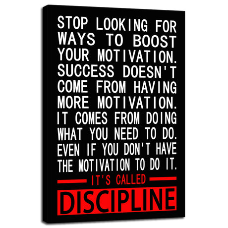 Inspirational Office Wall Decor Motivational Discipline Noun Canvas Wall Art Posters Prints Entrepreneur Quote Wall Picture Paintings Artwork Home Bedroom Framed Ready to Hang[12''W X 18''H]