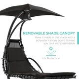 Best Choice Products Outdoor Hanging Curved Steel Chaise Lounge Chair Swing w/Built-in Pillow and Removable Canopy -Red
