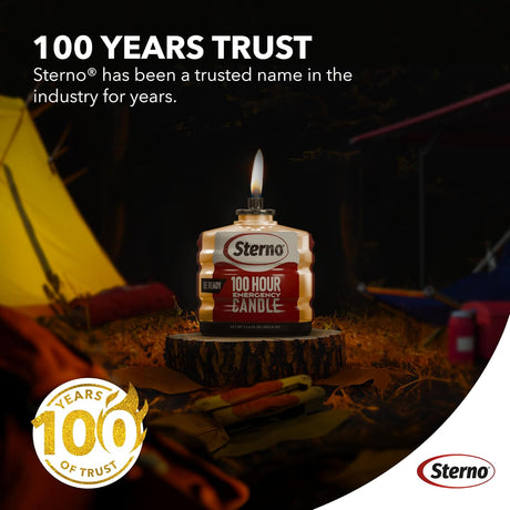 Sterno 100-Hour Emergency Candles - Long Burning Unscented Candles for Emergencies and Power Outages - Burns Up to 100 Hours - Set of 6 - Clean Burning Liquid Paraffin