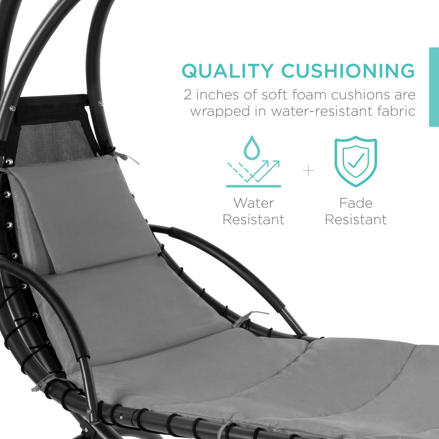 Best Choice Products Outdoor Hanging Curved Steel Chaise Lounge Chair Swing w/Built-in Pillow and Removable Canopy -Red