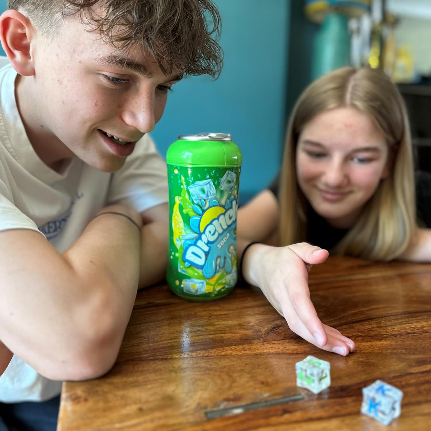 MUKIKIM Drench Soda Game - Family & Party Interactive Game of Chance. Roll Dice, Shake Can & Pull The Tab! The Last Person to Stay Dry Wins!