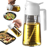 TrendPlain 16oz/470ml Glass Olive Oil Sprayer for Cooking - 2 in 1 Olive Oil Dispenser for Kitchen Gadgets, Air Fryer, Salad, and BBQ - Navy