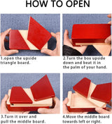 DC-BEAUTIFUL Impossible Puzzle Master Secret Opening Wooden Red Magic Box With Secret Drawer - Mysterious Gift Puzzle