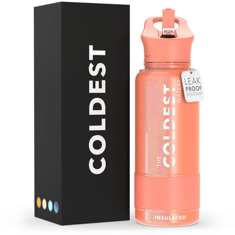 Coldest Insulated Water Bottle with Straw Lid - Stainless Steel Metal Thermos for Men & Women (Matte Black, 32 oz)