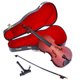 Wooden Miniature Violin with Stand, Bow and Case Mini Musical Instrument Violin Replica Collectible Figurines Dollhouse Accessories Model Home Decoration Display Ornament (3.15"x1.18"x0.59")