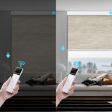 Motorized Smart Blind for Window with Remote Control, Automatic Blackout Roller Shade Customizable Size,with Valance Child Safety Rechargeable Battery Blinds (Full Blackout Black)