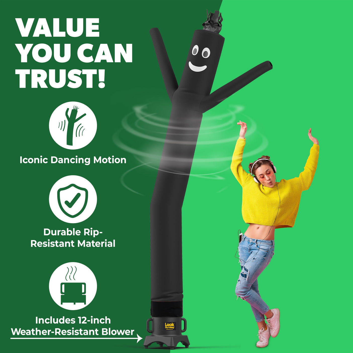 LookOurWay Air Dancers Wacky Waving Inflatable Tube Man Set - 10 Feet Tall Inflatable Dancing Man with Blower - Red