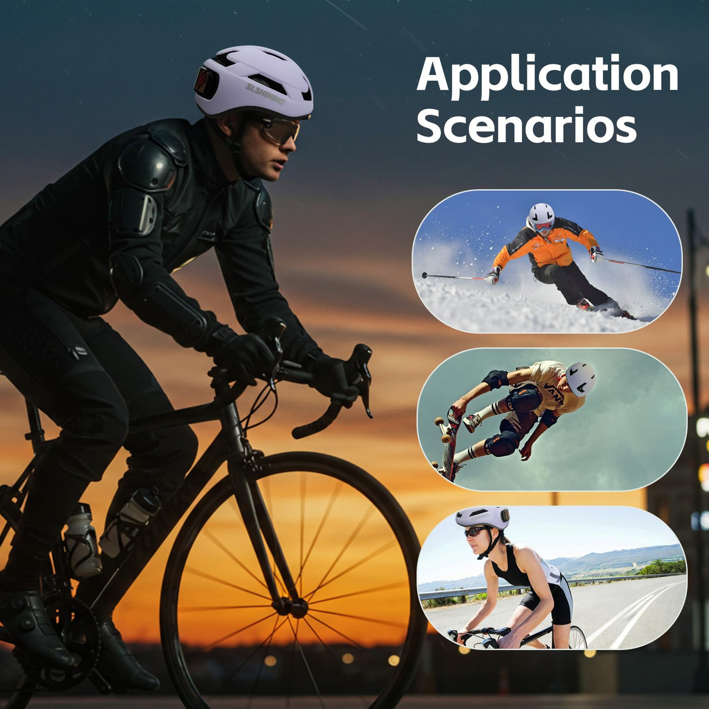 Smart Bike Helmet with Light: Bicycle Helmets for Adult Teens for Mountain & Road Cycling Electric Scooter Skateboard Skating