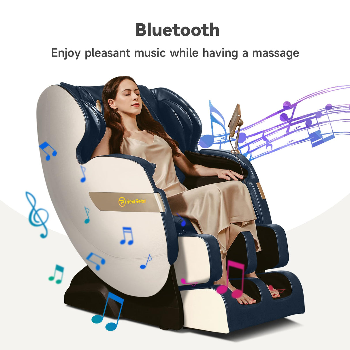 Real Relax 2024 Dual Core S Track Full Body Zero Gravity Massage Chair Recliner with App Control, Black