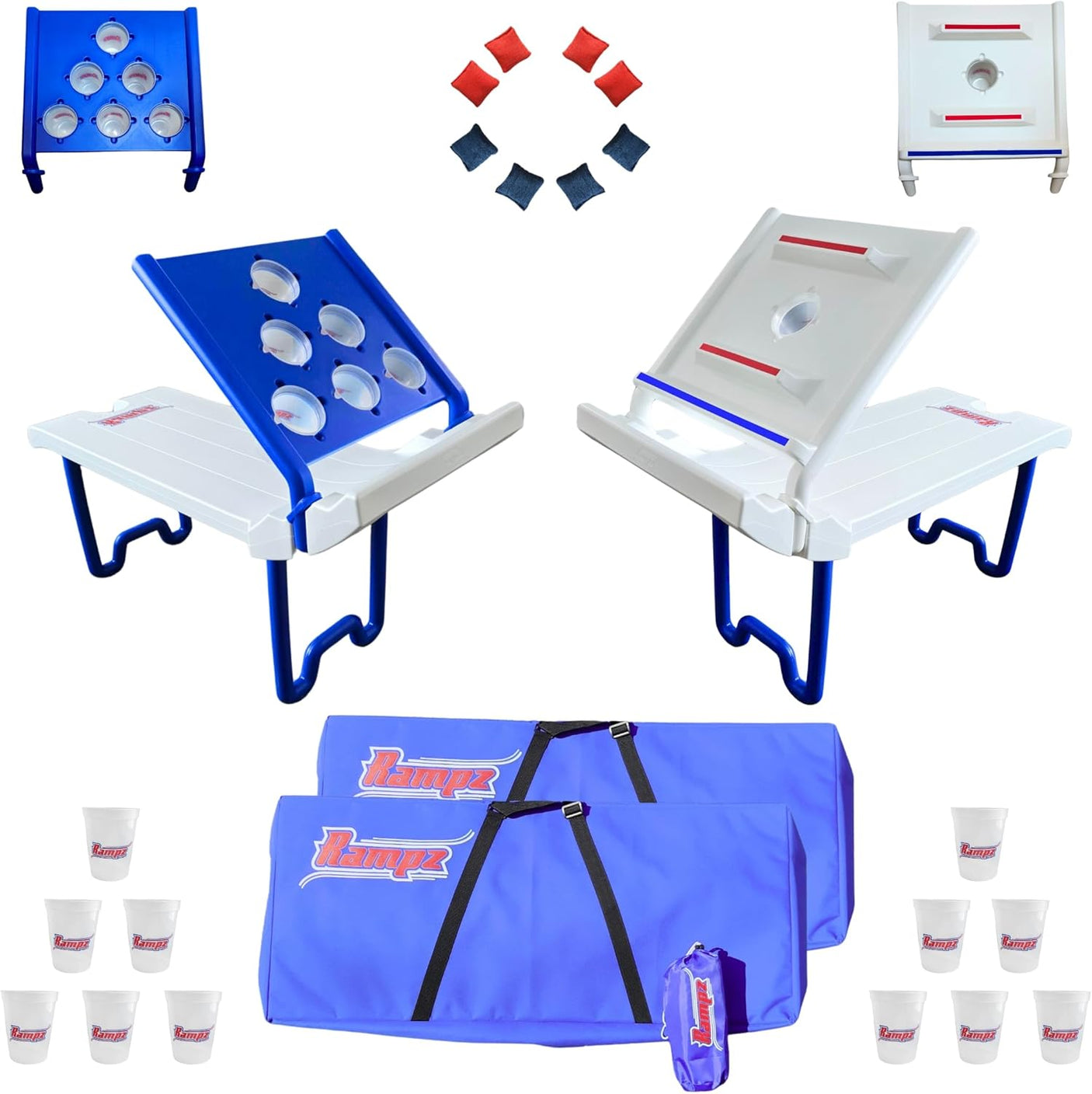 Rampz Game Set: 2 Games in 1! Ultimate Portable Fun for Backyard, Tailgate, Beach and Indoor – Easy Setup, Durable Build, Family Fun!