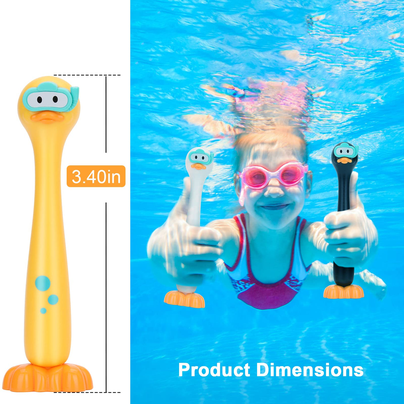 Summer Pool Toys Underwater Diving Games Dive Sticks Duck 3-Pack