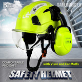 Industrial Safety Helmet with Visor Ear Muffs Hard Hat with Visor Vented Hardhats Construction Work Head Protection ANSI