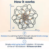 Mindsight Moving Kinetic Wall Art - Wind up to power peaceful motion (no battery) - Calming Wall Décor for Living Room, Office, Bedroom, Kitchen - Hand Crafted Wood - Ripple, Canyon Brown