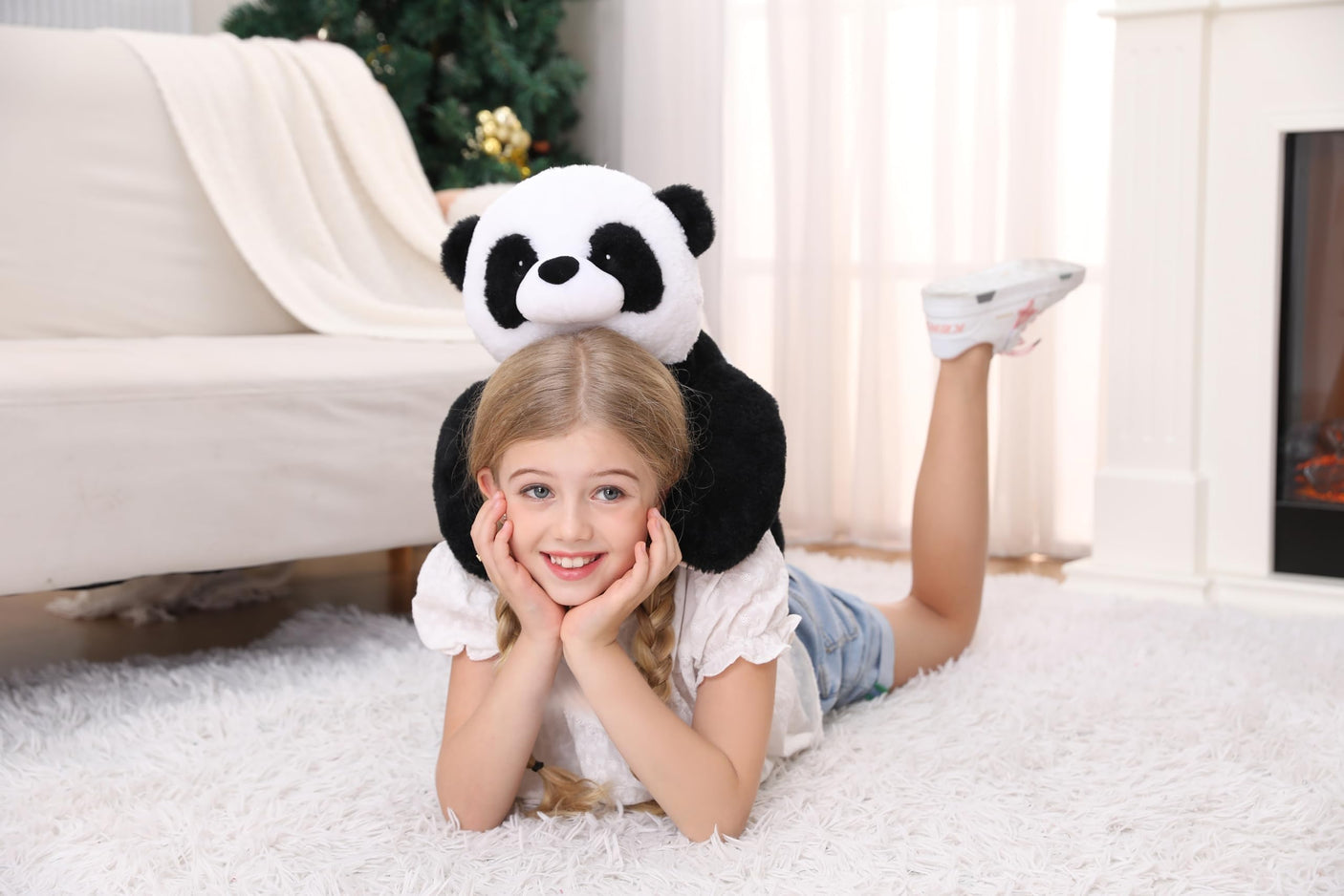 5 lbs, 24 inches Panda Weighted Stuffed Animals, Cuddly Weighted Panda Plush Pillow Giant Plushie Ideal Gift for Adults & Kids