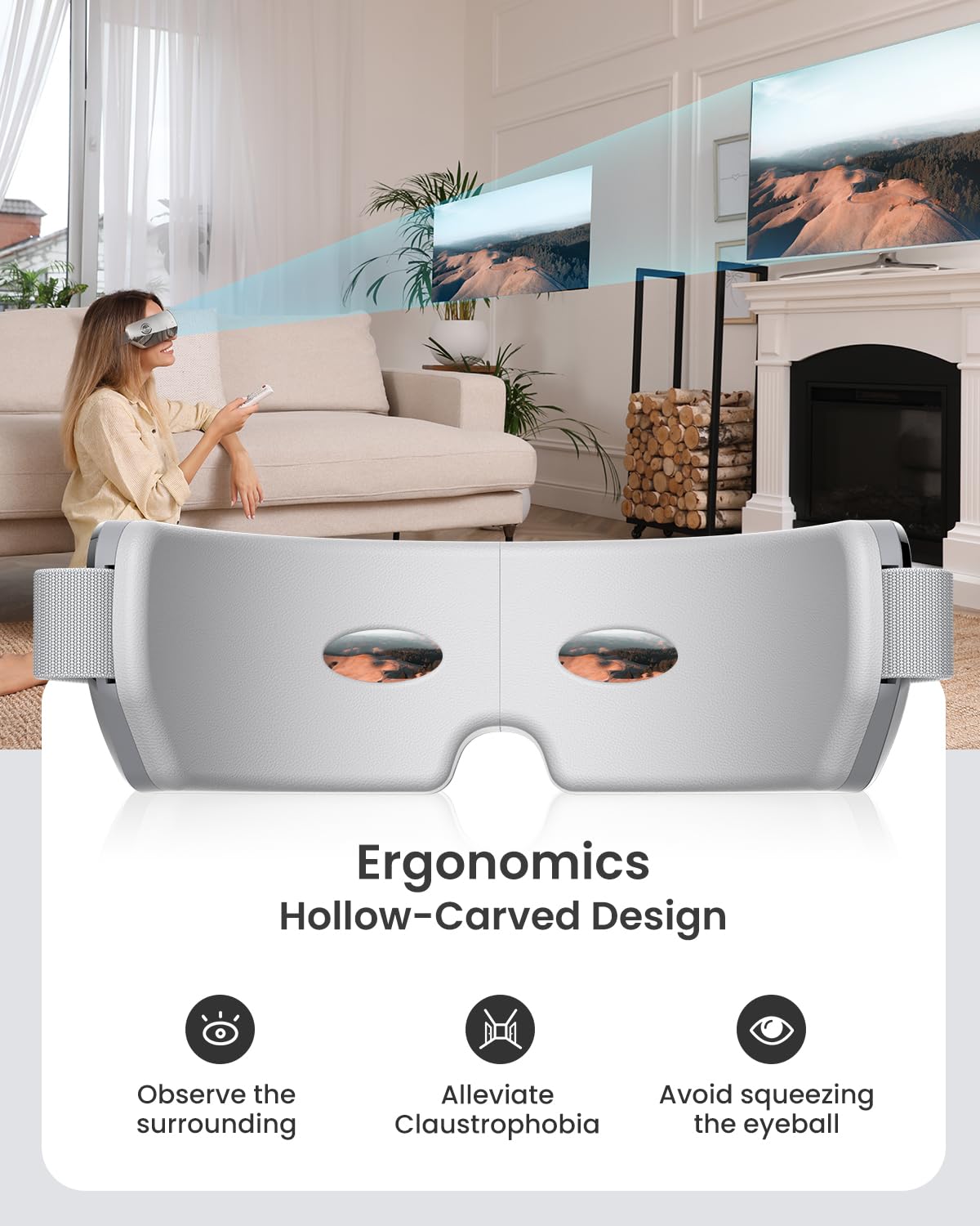 RENPHO Eye Massager, Christmas Birthday Gifts for Women Men, Eyeris 1 Eye Massager FSA HSA for Migraine, Sleep Eye Mask with Heat, Remote for Eye Strain Relief, Reduce Stye Eye, Head Massager Scalp