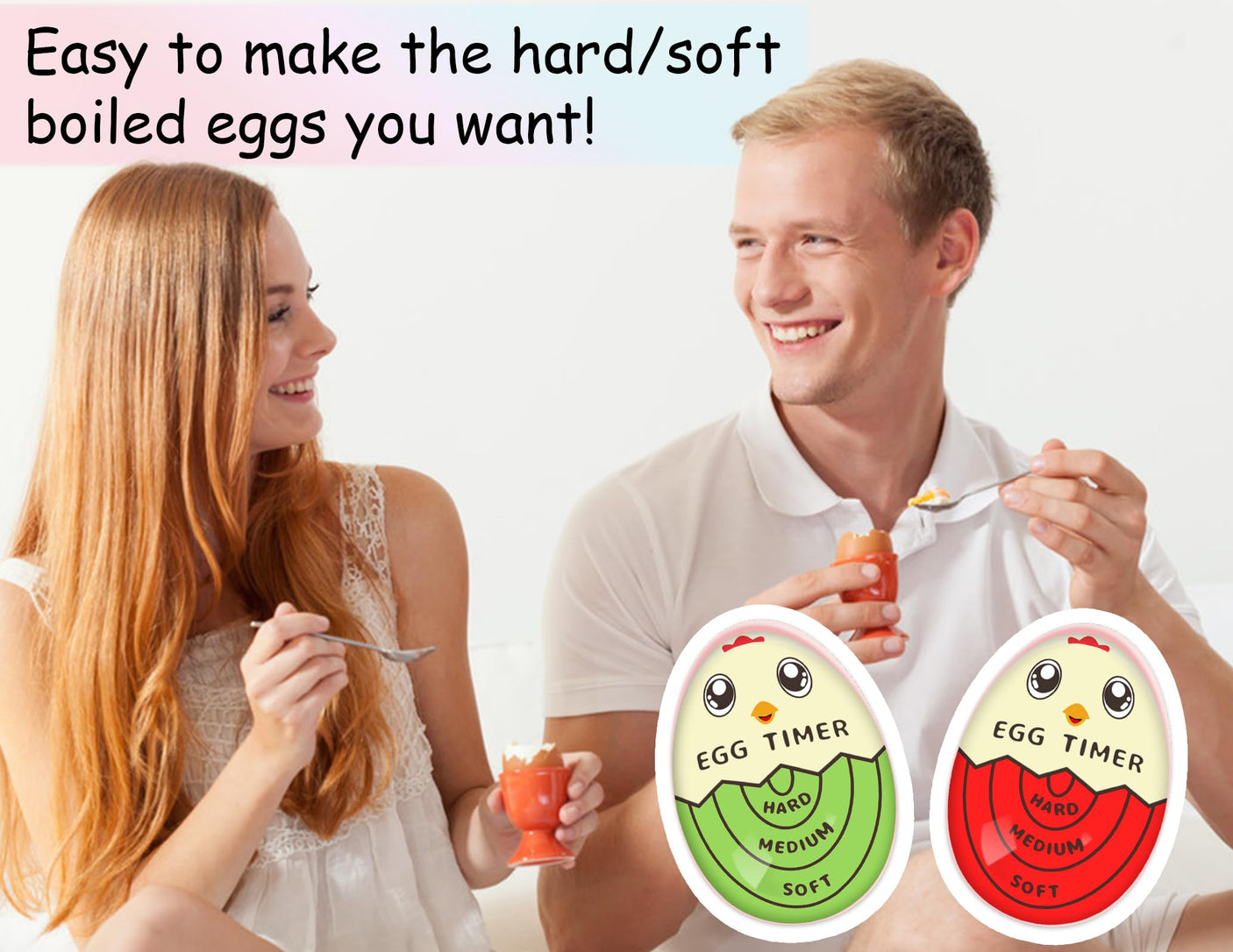 Lasubst Egg Timer That Goes in Water for Soft Medium Hard Boiled Eggs, 1 Red 1 Color