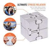 Fidget Cube New Version Fidget Finger Toys - Metal Infinity Cube Prime for Stress and Anxiety Relief/ADHD, Ultra Durable Sensory Gifts for Adults and Teens Kids