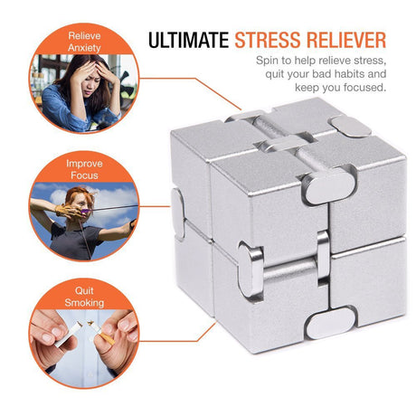 Fidget Cube New Version Fidget Finger Toys - Metal Infinity Cube Prime for Stress and Anxiety Relief/ADHD, Ultra Durable Sensory Gifts for Adults and Teens Kids