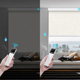 Motorized Smart Blind for Window with Remote Control, Automatic Blackout Roller Shade Customizable Size,with Valance Child Safety Rechargeable Battery Blinds (Full Blackout Black)