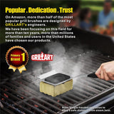 GRILLART Grill Brush Bristle Free. SteamWizards BBQ Replaceable Cleaning Head, Unique Seamless-Fit Scraper Tool for Cast Iron/Stainless-Steel Grates, Safe Barbecue Grill Cleaner-Red