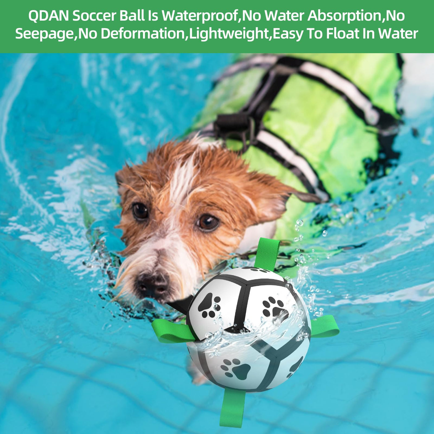 QDAN Premium Dog Toys Balls, Dog Soccer Ball with Straps, Dog Birthday Gifts, Herding Ball, Durable Balls for Small Medium Pet, Puppy Outdoor Toy, Pet Training Soccer Ball, World Cup Soccer (6 Inch)