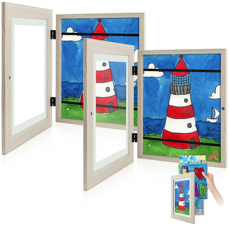 Golden State Art, 10x12.5 Kids Art Frames, Front-Opening Picture Frame Great for Kids Drawings, Artworks, Children Art Projects, Schoolwork, Home or Office (Walnut Set of 2)