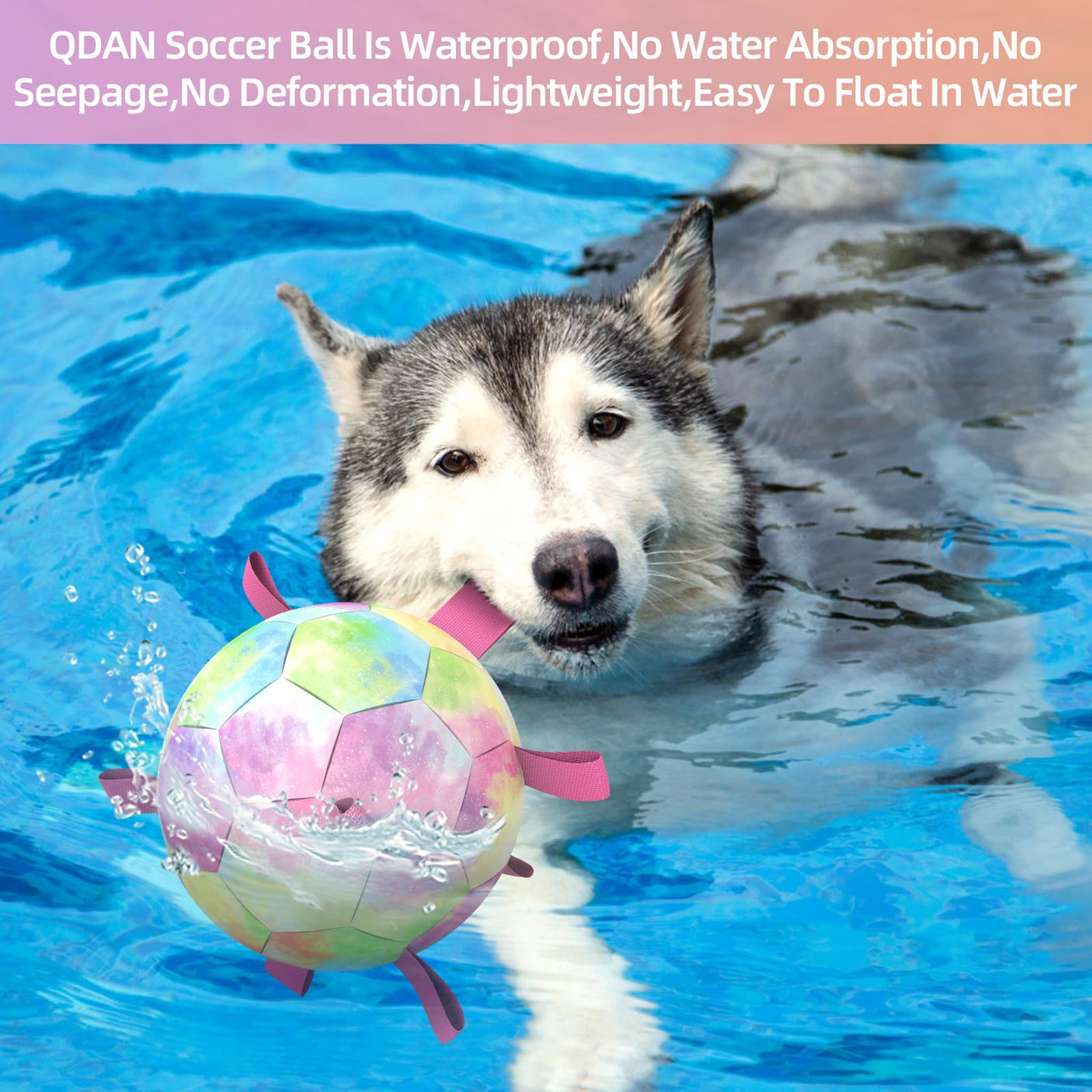 QDAN Premium Dog Toys Balls, Dog Soccer Ball with Straps, Dog Birthday Gifts, Herding Ball, Durable Balls for Small Medium Pet, Puppy Outdoor Toy, Pet Training Soccer Ball, World Cup Soccer (6 Inch)
