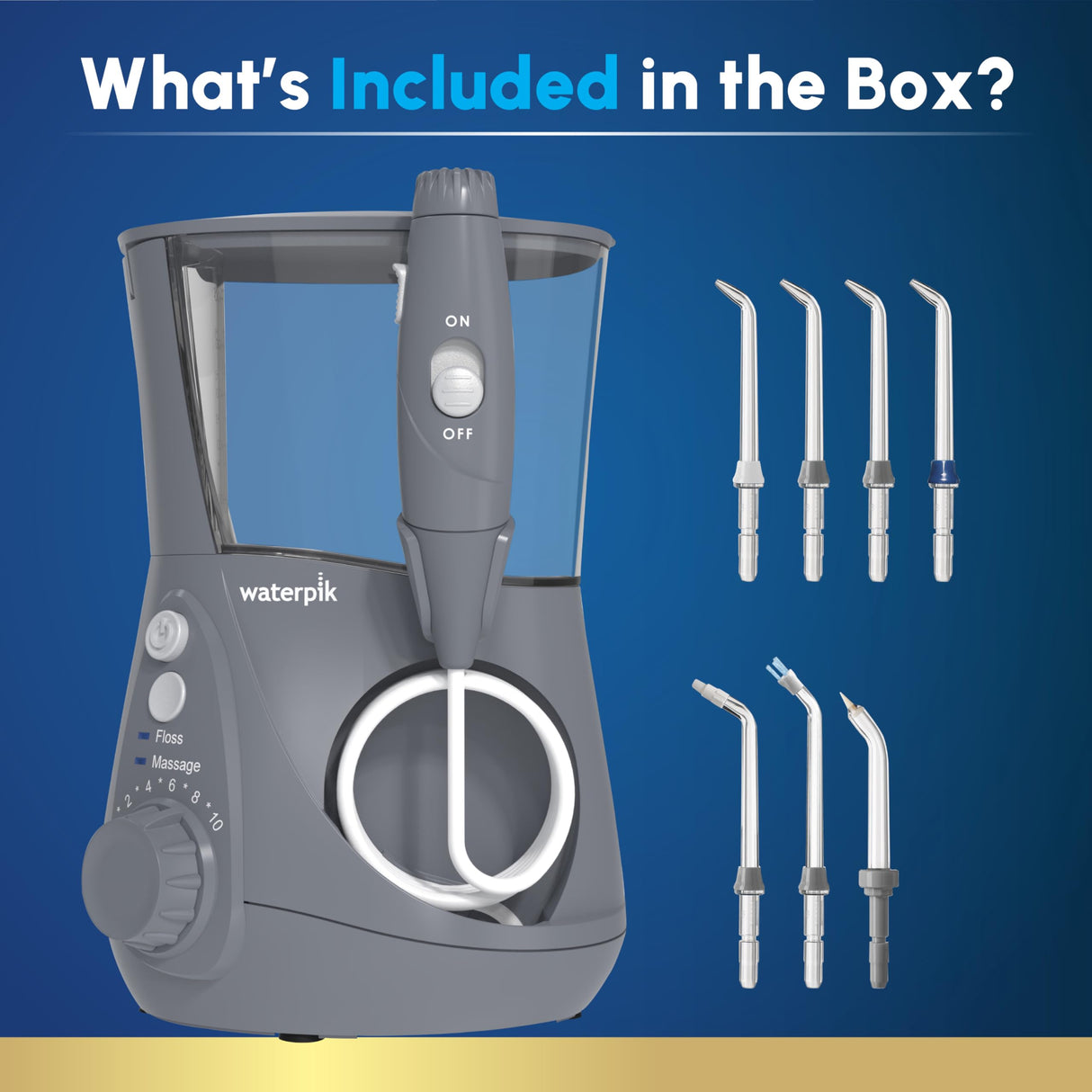 Waterpik Aquarius Water Flosser Professional For Teeth, Gums, Braces, Dental Care, Electric Power With 10 Settings, 7 Tips For Multiple Users And Needs, ADA Accepted, White WP-660, Packaging May Vary