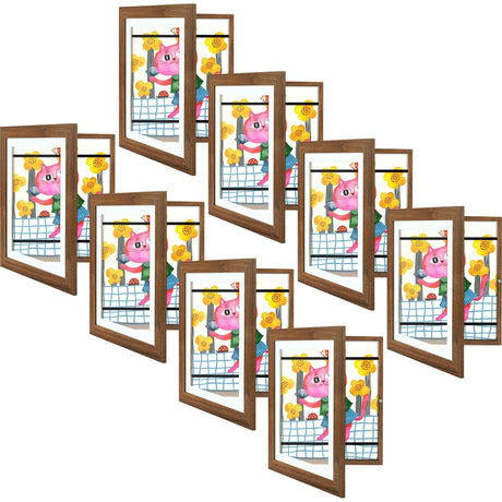 Golden State Art, 10x12.5 Kids Art Frames, Front-Opening Picture Frame Great for Kids Drawings, Artworks, Children Art Projects, Schoolwork, Home or Office (Walnut Set of 2)