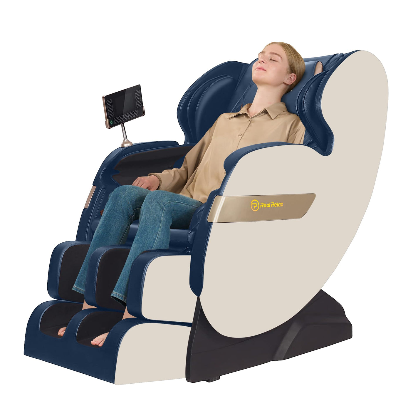 Real Relax 2024 Dual Core S Track Full Body Zero Gravity Massage Chair Recliner with App Control, Black