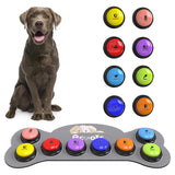 Dog Buttons for Communication, 8 Pcs Dog Talking Button Set, 30s Recordable Voice Pet Buzzer Training Buttons, Speaking Button for Dogs with Waterproof Anti-Slip Dog Button Mat and 48 Scene Stickers