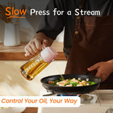 TrendPlain 16oz/470ml Glass Olive Oil Sprayer for Cooking - 2 in 1 Olive Oil Dispenser for Kitchen Gadgets, Air Fryer, Salad, and BBQ - Navy