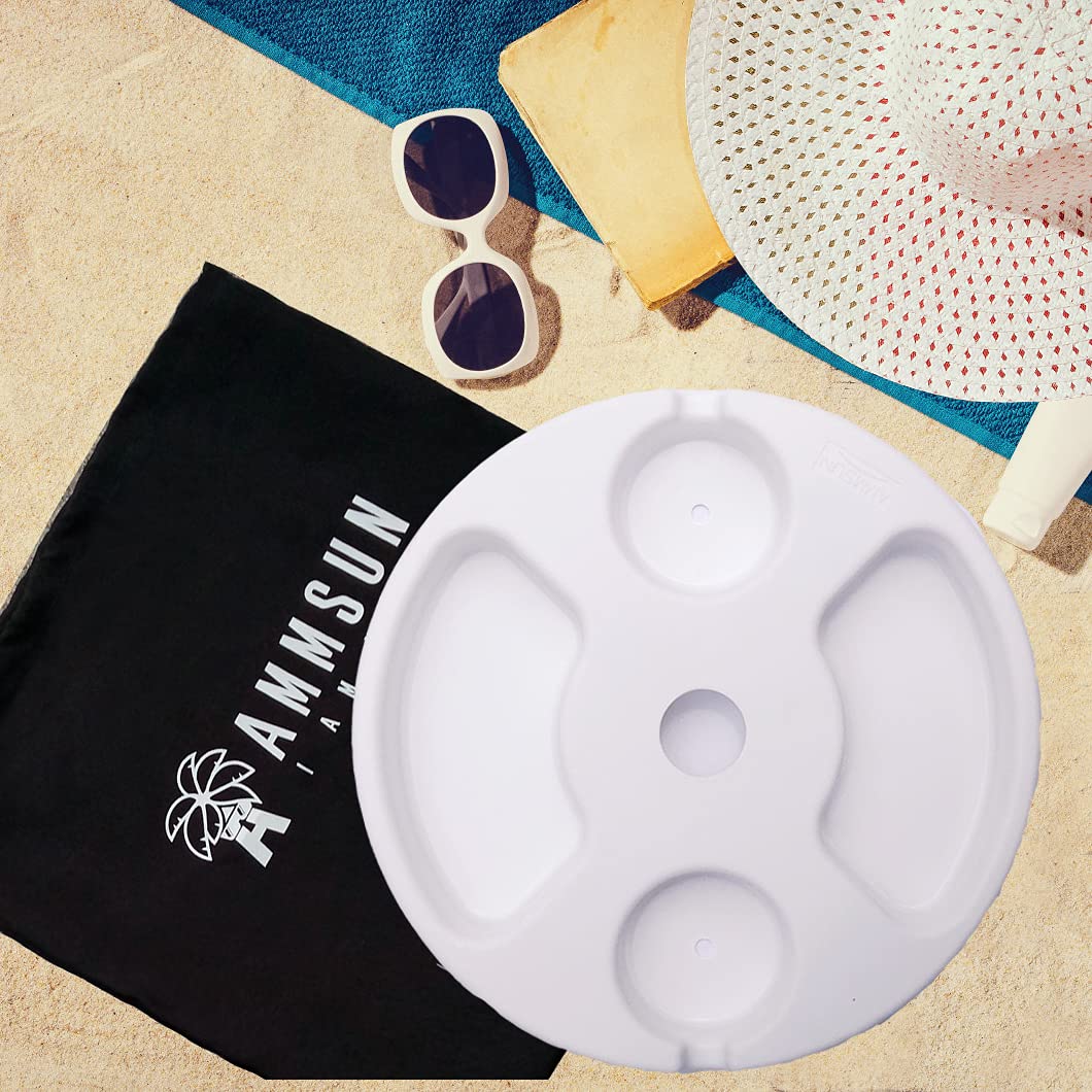 AMMSUN 13" Beach Umbrella Table Tray for Beach, Patio, Garden, Swimming Pool with Cup Holders, Snack Compartments Teal