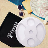 AMMSUN 13" Beach Umbrella Table Tray for Beach, Patio, Garden, Swimming Pool with Cup Holders, Snack Compartments Teal