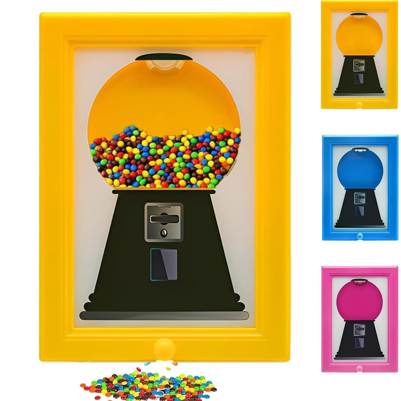 Candy Dispenser Picture Frame, Candy Frame Dispenser,Hanging Candies Machine Art, For Wall or Tabletop, Suitable For Birthday & Holiday Gifts(Yellow)