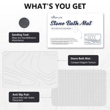 Stone Bath Mat, Diatomaceous Earth Shower Mat, Non-Slip Super Absorbent Quick Drying Bathroom Floor Mat, Natural, Easy to Clean (23.6 x 15.35 Darkgrey)