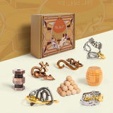 8 Pcs Brain Teaser Puzzles Favor Educational Toys Mind Puzzles Ancient Wooden and Metal 3D Unlock Interlock IQ Puzzles Box Game