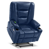 MCombo Power Lift Recliner Chair for Elderly, Lift Chair with Heat and Massage, USB Ports, Cup Holders, Faux Leather 7519 (Medium, Dark Brown)