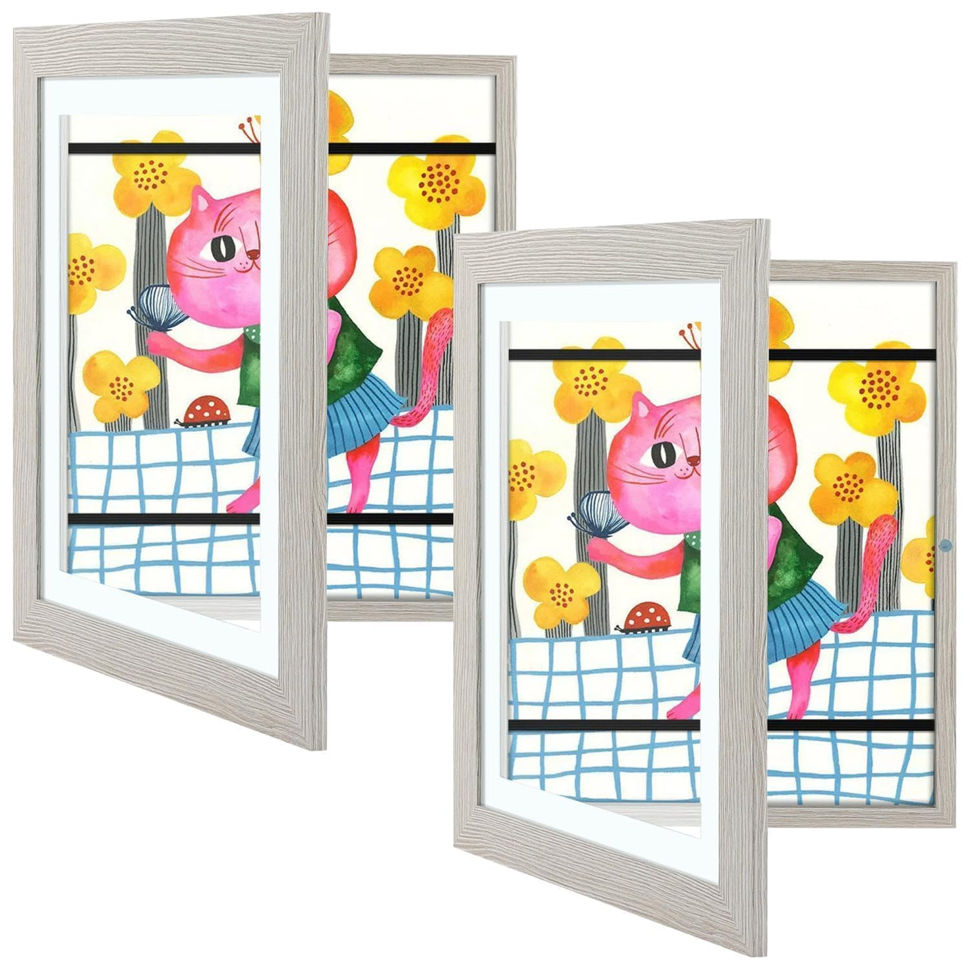 Golden State Art, 10x12.5 Kids Art Frames, Front-Opening Picture Frame Great for Kids Drawings, Artworks, Children Art Projects, Schoolwork, Home or Office (Walnut Set of 2)