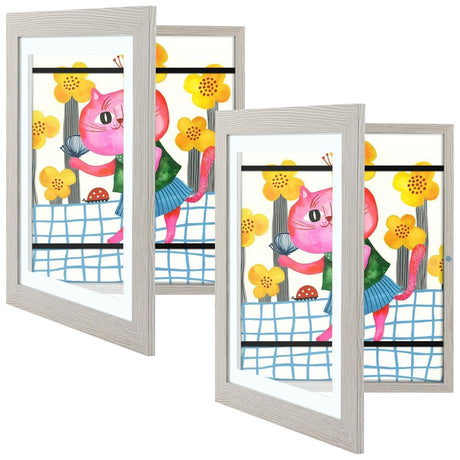 Golden State Art, 10x12.5 Kids Art Frames, Front-Opening Picture Frame Great for Kids Drawings, Artworks, Children Art Projects, Schoolwork, Home or Office (Walnut Set of 2)