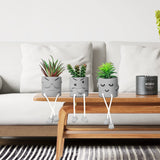 Zerzsy 3pcs Creative Artificial Succulents with Gray Flower Pots, Mini Potted Succulents for Home Office Desk Decor and Gift Choice