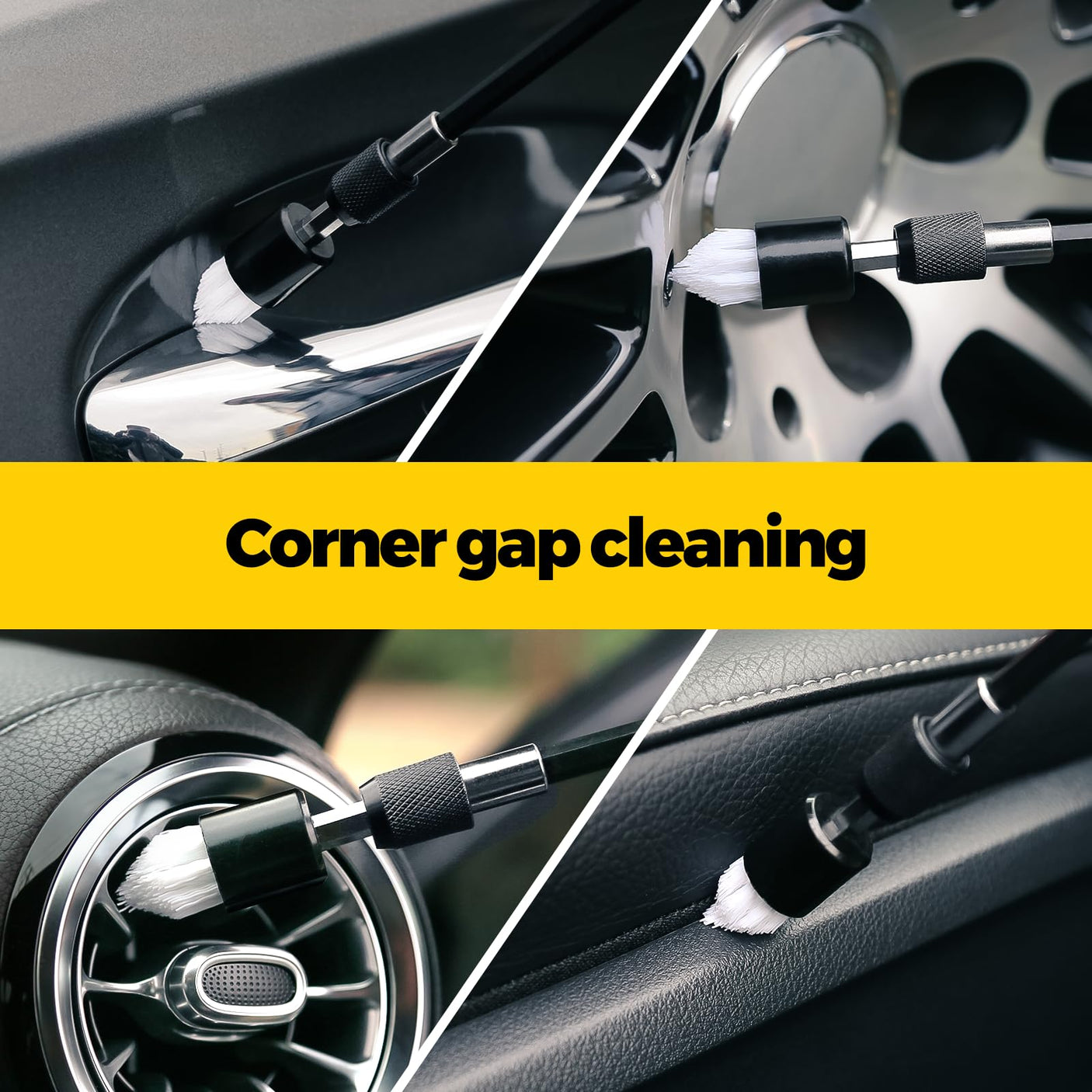 Holikme 6Pack Drill Brush Power Scrubber Cleaning Brush Extended Long Attachment Set All Purpose Drill Scrub Brushes Kit for Grout, Floor, Tub, Bathroom and Kitchen Surface,Scratch Brushes（Yellow）