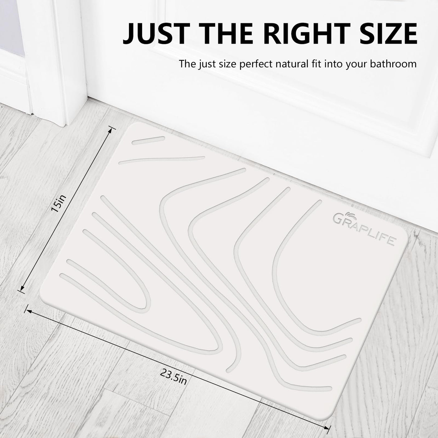 Stone Bath Mat, Diatomaceous Earth Shower Mat, Non-Slip Super Absorbent Quick Drying Bathroom Floor Mat, Natural, Easy to Clean (23.6 x 15.35 Darkgrey)