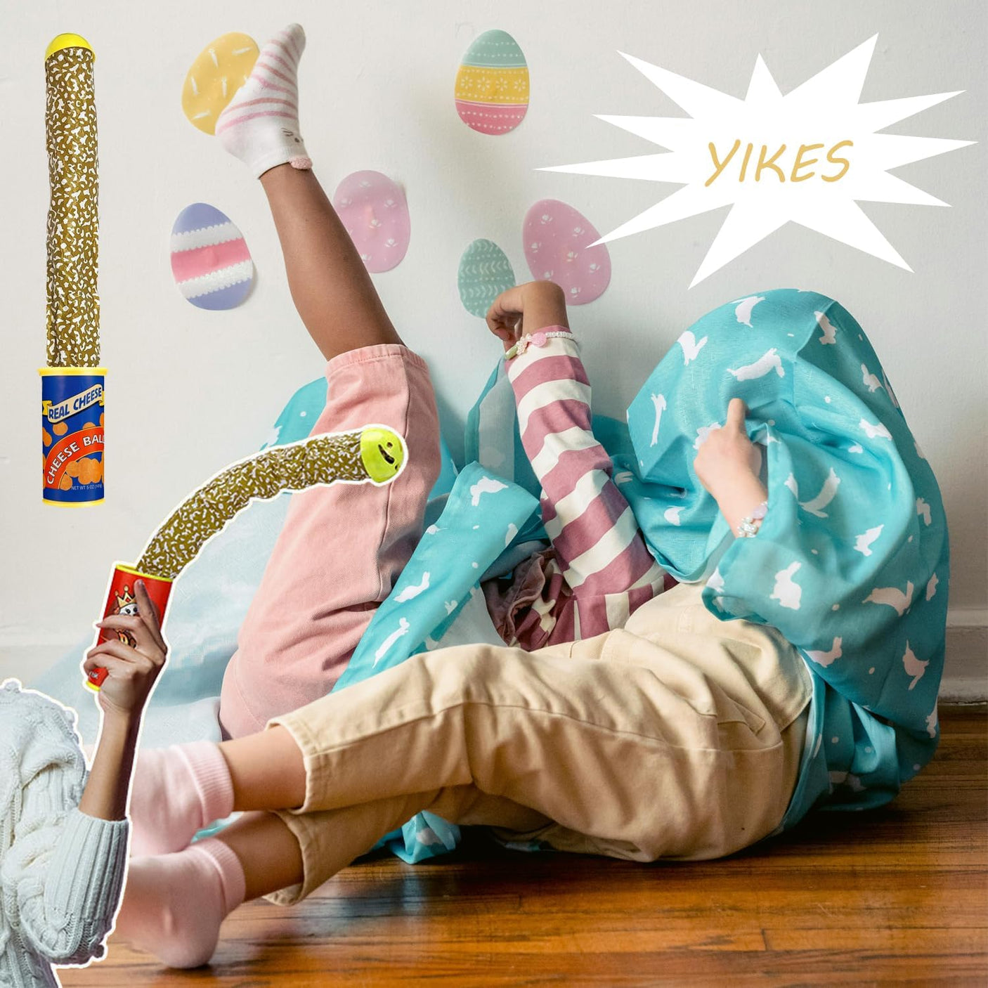 Prank Potato Chip Can Snake Pranks Jump Spring Toy Prankster Stuff Gifts for Adults, Gags Practical Joke Toys for Halloween Party Decoration Fun Toys, Blue 1 Pcs