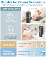 Automatic Foaming Soap Dispenser,4-Level Adjustable Foam, Wall Mount, USB Rechargeable,12.8oz/ 380ml,Touchless Hand & Dish Soap Dispenser for Bathroom, Kitchen,Hotel, Restaurant