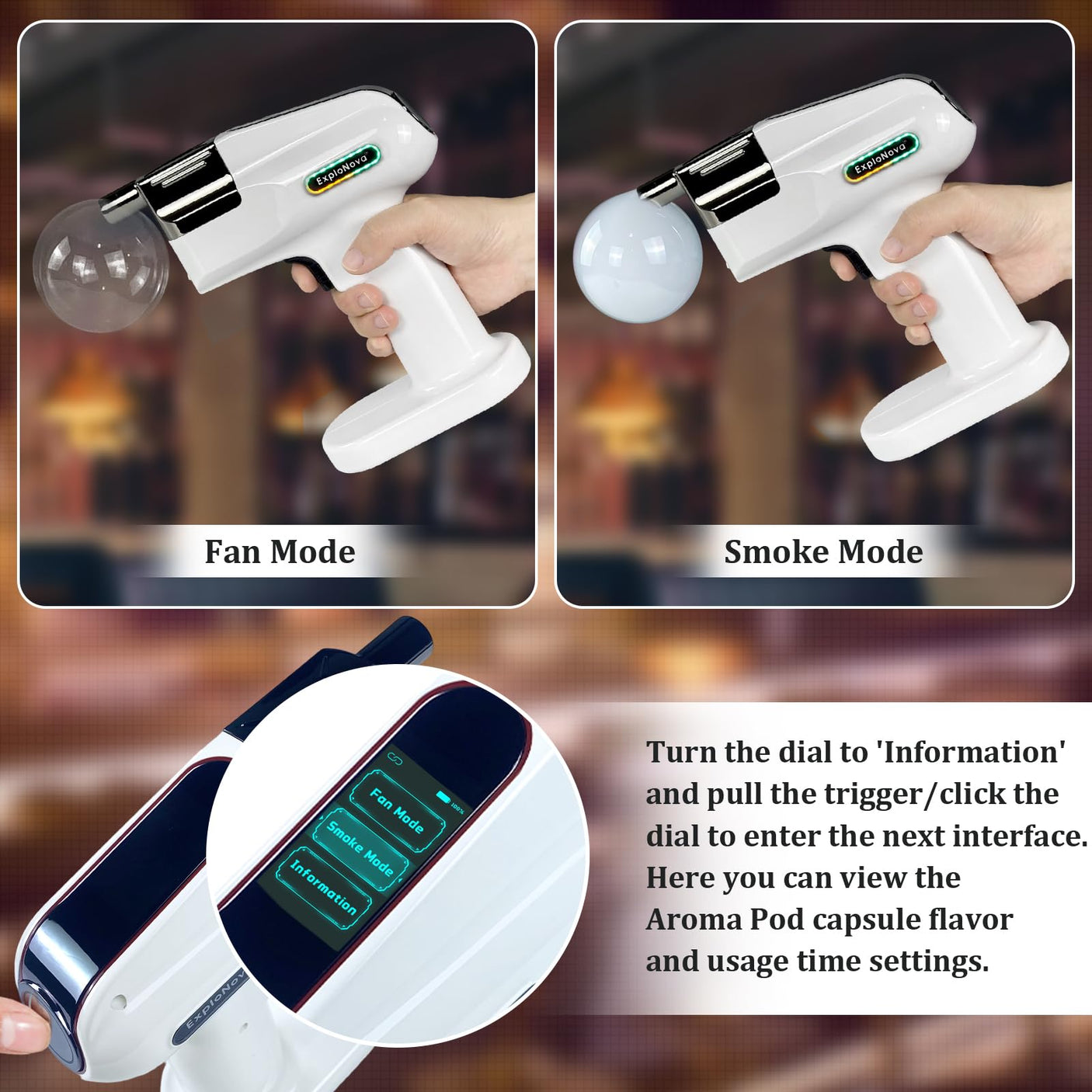 Cocktail Bubble Smoke Gun with 5 Flavour Aroma Pods and Edible Bubbles, Electric Bubble Smoke Machine, Food Drink Decor Perfect for Bar, Party and Home, Gift for Engagement & Birthday