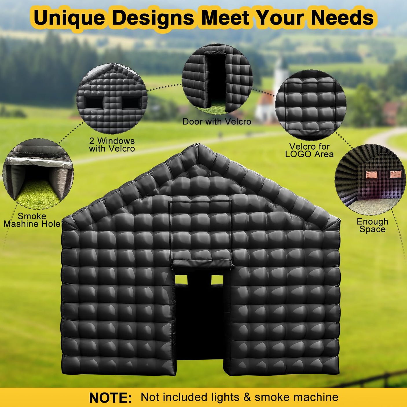 CZGBRO Inflatable Nightclub, 20x16.5x14FT Disco Air Cube Tent, Inflatable Night Club Square Gazebo Event Room Tent House for Event Exhibition Wedding Business/Private Use(White)