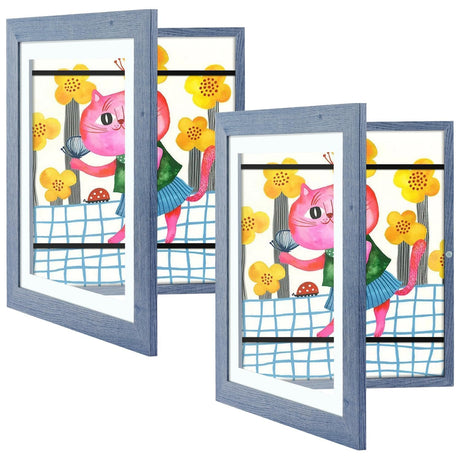 Golden State Art, 10x12.5 Kids Art Frames, Front-Opening Picture Frame Great for Kids Drawings, Artworks, Children Art Projects, Schoolwork, Home or Office (Walnut Set of 2)
