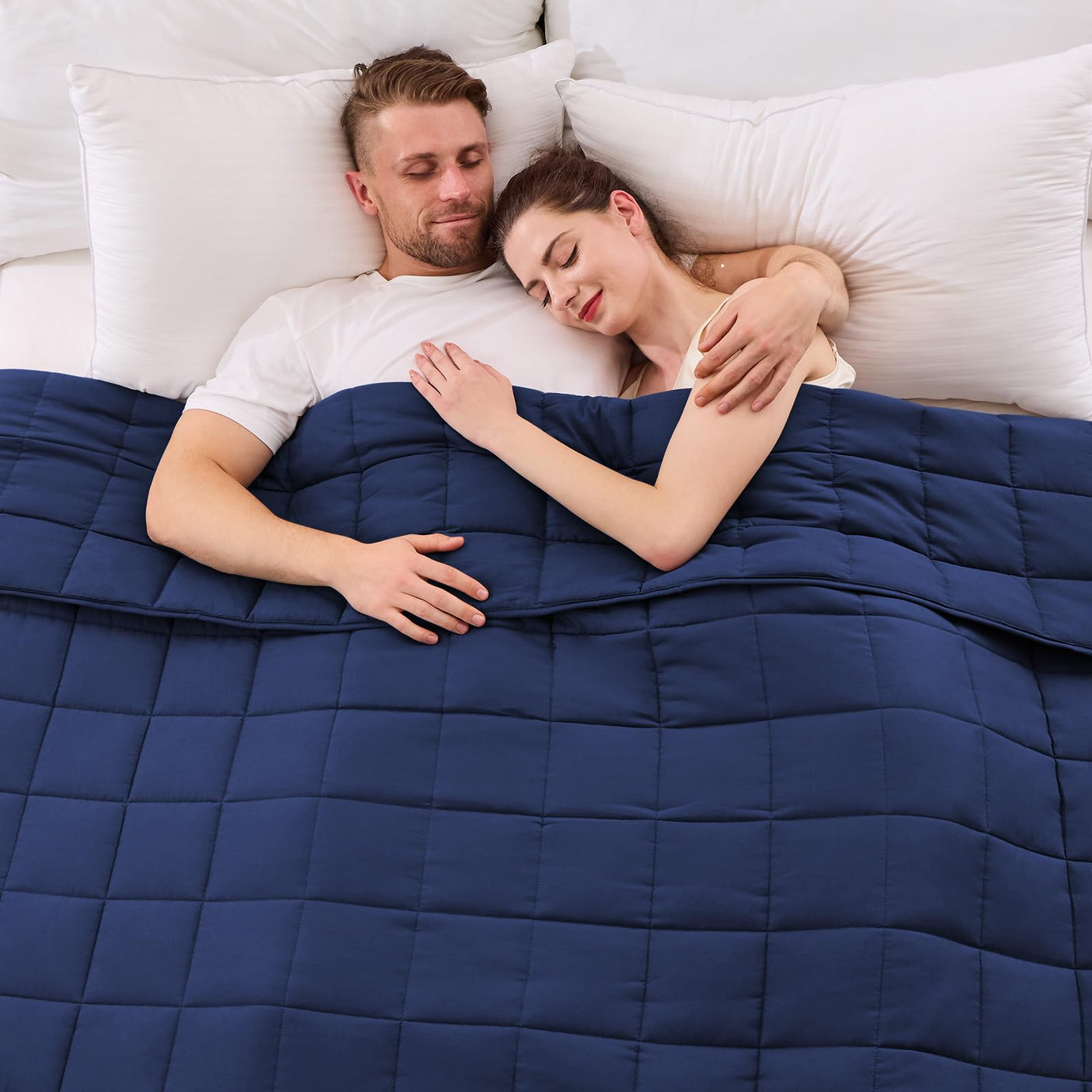 yescool Weighted Blanket for Adults (20 lbs, 60” x 80”, Blue) Cooling Heavy Blanket for Sleeping Perfect for 190-210 lbs, Queen Size Breathable Blanket with Premium Glass Bead, Machine Washable