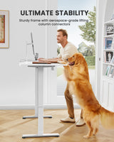 ErGear Height Adjustable Electric Standing Desk, 55 x 28 Inches Sit Stand up Desk, Large Memory Computer Home Office Desk with Two-Piece Desktop (Black)